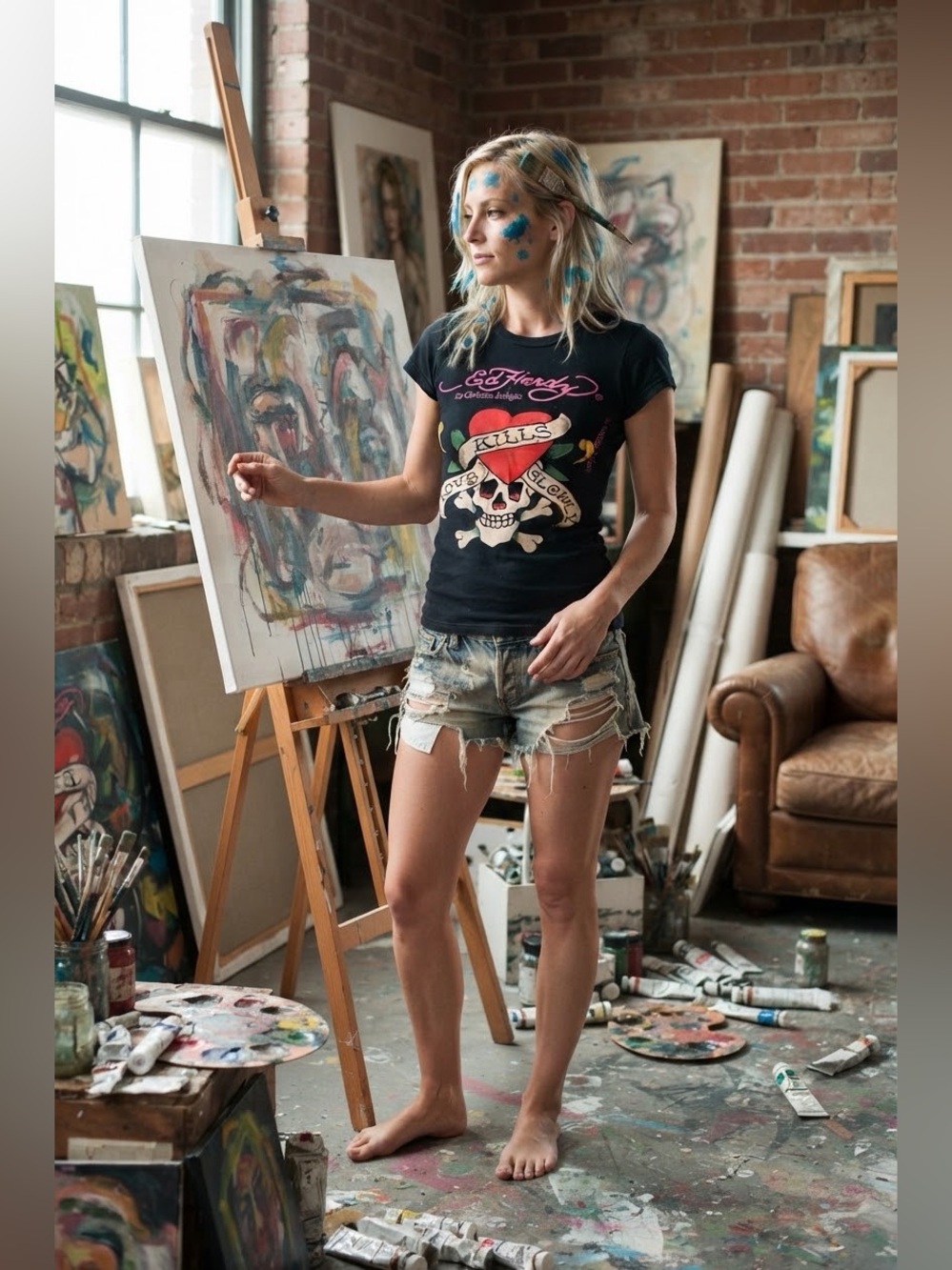 Authentic Vintage Dual-Sided Ed Hardy “Love Kills Slowly" Baby Tee in Black XS